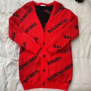 Balenciaga Button-Down Logo Knit Cardigan